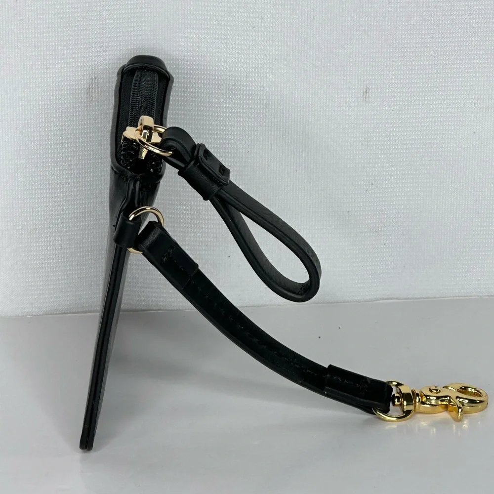 Tommy Hilfiger Coin Purse Black Faux Leather‎ Gold Letter Logo